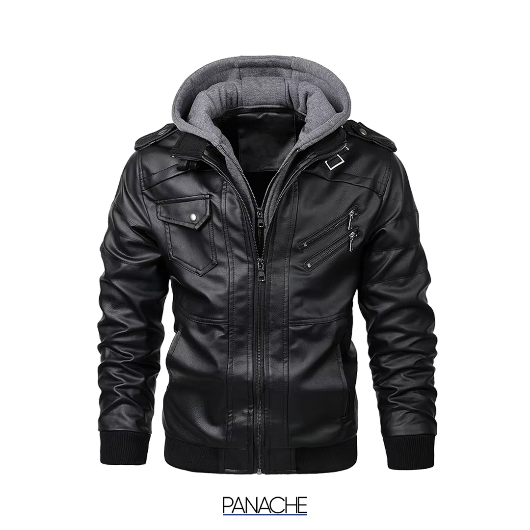 MEN'S BIKER STYLE LEATHER JACKET