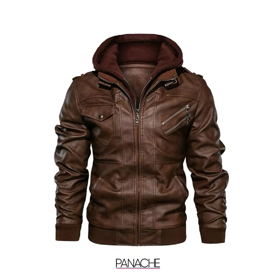 MEN'S BIKER STYLE LEATHER JACKET